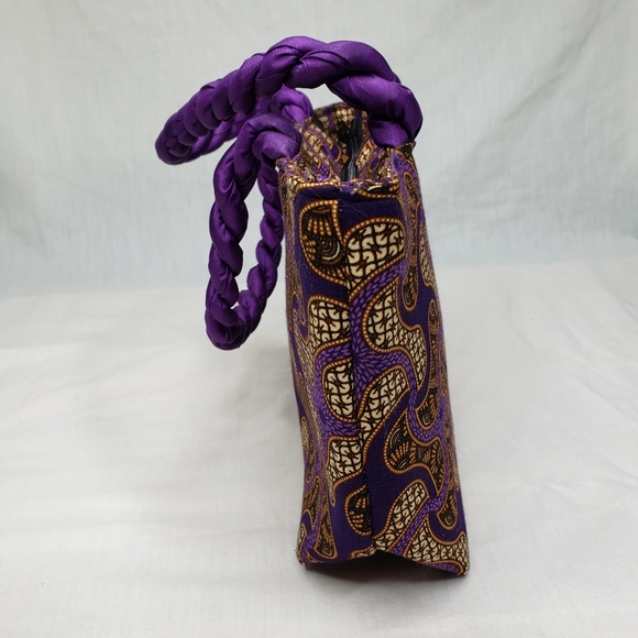 Purple Boho African Art Handbag Zippered Casual Twisted Cord Lightweight - Picture 4 of 6